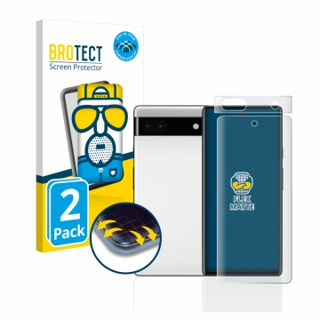 Parte frontale di una confezione del prodotto con il logo del marchio BROTECT. Accanto è raffigurato il dispositivo Google Pix