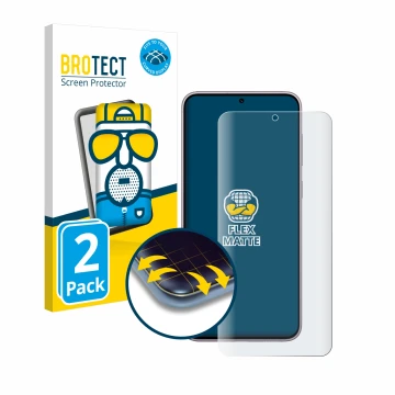 Parte frontale di una confezione del prodotto con il logo del marchio BROTECT. Accanto è raffigurato il dispositivo Samsung Ga