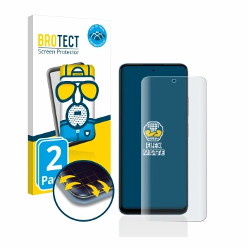 Parte frontale di una confezione del prodotto con il logo del marchio BROTECT. Accanto è raffigurato il dispositivo Xiaomi Red