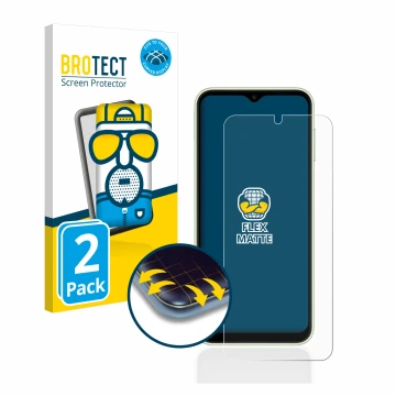 Parte frontale di una confezione del prodotto con il logo del marchio BROTECT. Accanto è raffigurato il dispositivo Samsung Ga