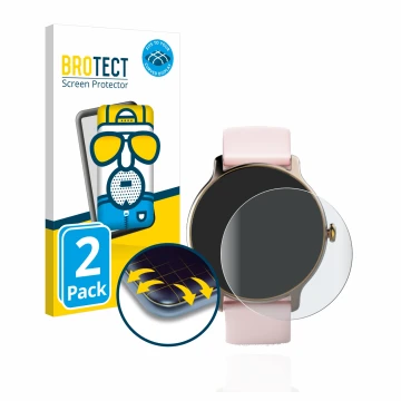 Parte frontale di una confezione del prodotto con il logo del marchio BROTECT. Accanto è raffigurato il dispositivo Hama Fit W