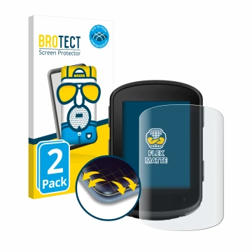 Parte frontale di una confezione del prodotto con il logo del marchio BROTECT. Accanto è raffigurato il dispositivo Garmin Edg