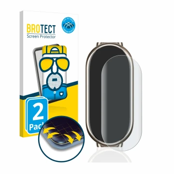 Parte frontale di una confezione del prodotto con il logo del marchio BROTECT. Accanto è raffigurato il dispositivo Xiaomi Mi 