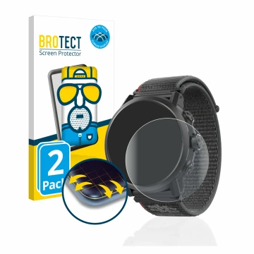 Parte frontale di una confezione del prodotto con il logo del marchio BROTECT. Accanto è raffigurato il dispositivo Coros Apex