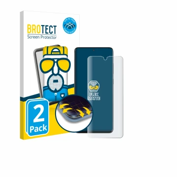Parte frontale di una confezione del prodotto con il logo del marchio BROTECT. Accanto è raffigurato il dispositivo Samsung Ga