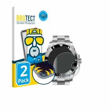 Parte frontale di una confezione del prodotto con il logo del marchio BROTECT. Accanto è raffigurato il dispositivo Rolex Subm