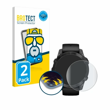 Parte frontale di una confezione del prodotto con il logo del marchio BROTECT. Accanto è raffigurato il dispositivo Garmin Epi