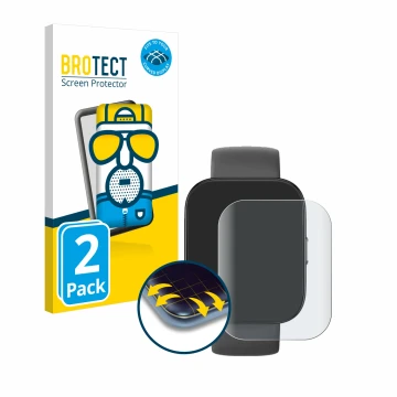 Parte frontale di una confezione del prodotto con il logo del marchio BROTECT. Accanto è raffigurato il dispositivo Huami Amaz