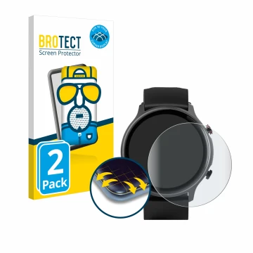 Parte frontale di una confezione del prodotto con il logo del marchio BROTECT. Accanto è raffigurato il dispositivo Hama Fit W