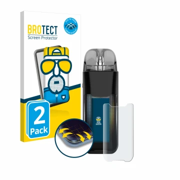 Parte frontale di una confezione del prodotto con il logo del marchio BROTECT. Accanto è raffigurato il dispositivo Vaporesso 