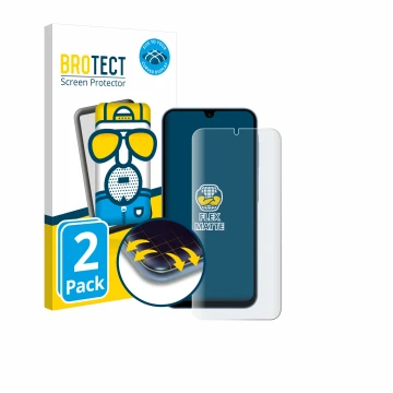 Parte frontale di una confezione del prodotto con il logo del marchio BROTECT. Accanto è raffigurato il dispositivo Samsung Ga