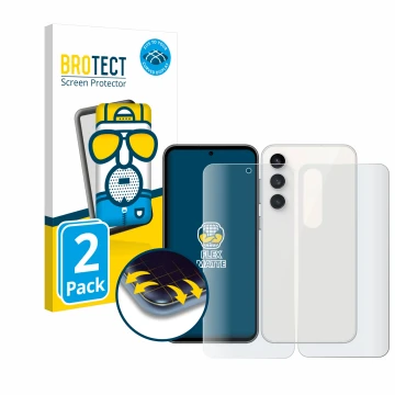 Parte frontale di una confezione del prodotto con il logo del marchio BROTECT. Accanto è raffigurato il dispositivo Samsung Ga