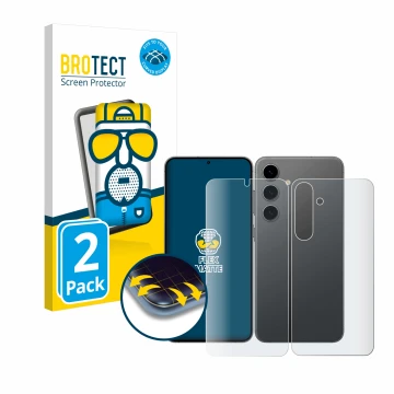 Parte frontale di una confezione del prodotto con il logo del marchio BROTECT. Accanto è raffigurato il dispositivo Samsung Ga