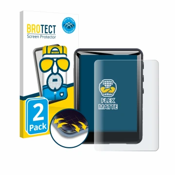 Parte frontale di una confezione del prodotto con il logo del marchio BROTECT. Accanto è raffigurato il dispositivo Zaqe MP3 P