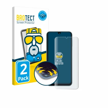 Parte frontale di una confezione del prodotto con il logo del marchio BROTECT. Accanto è raffigurato il dispositivo Samsung Ga