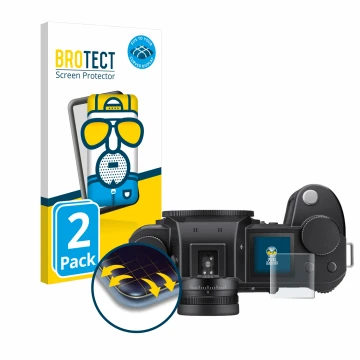 Parte frontale di una confezione del prodotto con il logo del marchio BROTECT. Accanto è raffigurato il dispositivo Leica SL3 