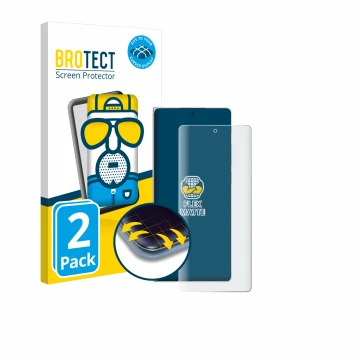 Parte frontale di una confezione del prodotto con il logo del marchio BROTECT. Accanto è raffigurato il dispositivo Vivo X Fol