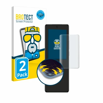 Parte frontale di una confezione del prodotto con il logo del marchio BROTECT. Accanto è raffigurato il dispositivo realme GT 