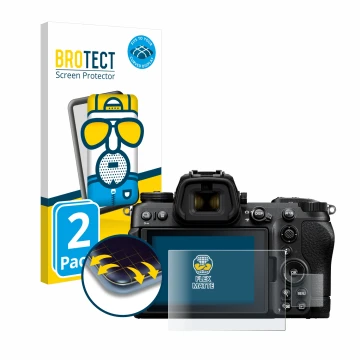 Parte frontale di una confezione del prodotto con il logo del marchio BROTECT. Accanto è raffigurato il dispositivo Nikon Z6 I