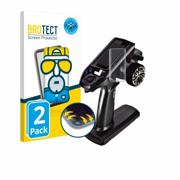 Parte frontale di una confezione del prodotto con il logo del marchio BROTECT. Accanto è raffigurato il dispositivo Futaba T4P