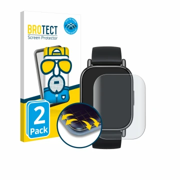 Parte frontale di una confezione del prodotto con il logo del marchio BROTECT. Accanto è raffigurato il dispositivo Xiaomi Red