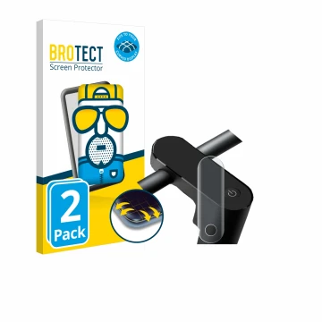 Parte frontale di una confezione del prodotto con il logo del marchio BROTECT. Accanto è raffigurato il dispositivo Xiaomi Ele