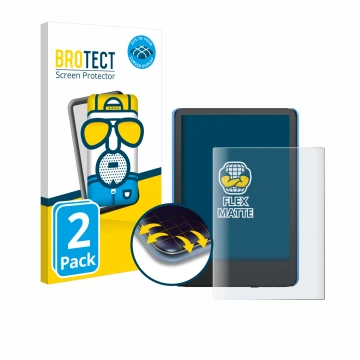 Parte frontale di una confezione del prodotto con il logo del marchio BROTECT. Accanto è raffigurato il dispositivo Amazon Kin