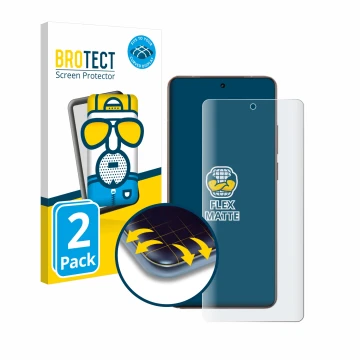 Parte frontale di una confezione del prodotto con il logo del marchio BROTECT. Accanto è raffigurato il dispositivo realme GT 