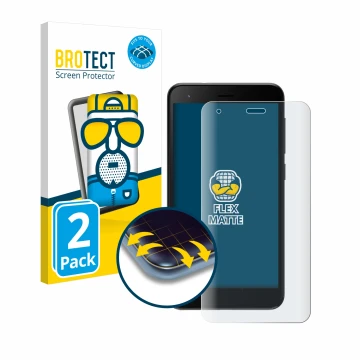 Parte frontale di una confezione del prodotto con il logo del marchio BROTECT. Accanto è raffigurato il dispositivo ZTE Blade 