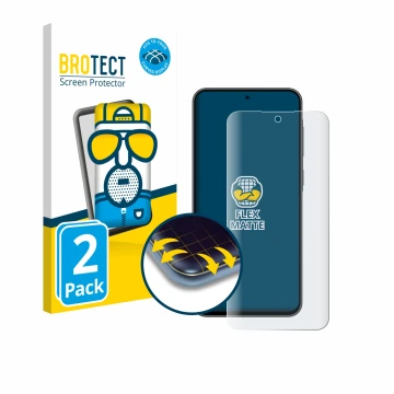 Parte frontale di una confezione del prodotto con il logo del marchio BROTECT. Accanto è raffigurato il dispositivo Samsung Ga