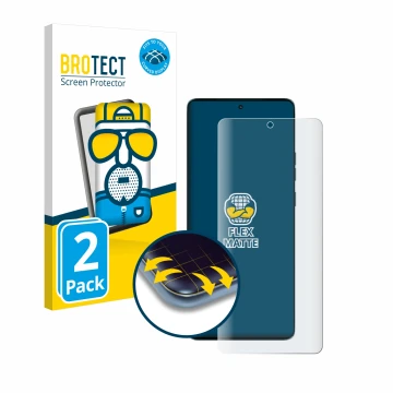 Parte frontale di una confezione del prodotto con il logo del marchio BROTECT. Accanto è raffigurato il dispositivo Motorola E