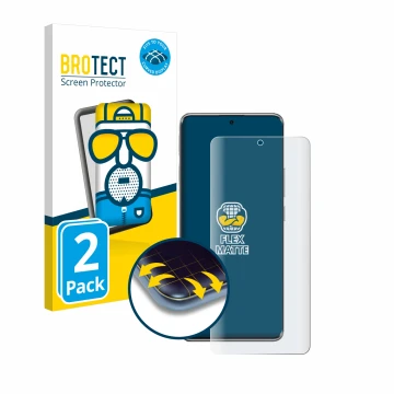 Parte frontale di una confezione del prodotto con il logo del marchio BROTECT. Accanto è raffigurato il dispositivo Xiaomi Poc