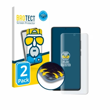 Parte frontale di una confezione del prodotto con il logo del marchio BROTECT. Accanto è raffigurato il dispositivo Xiaomi Poc