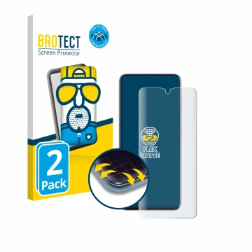 Parte frontale di una confezione del prodotto con il logo del marchio BROTECT. Accanto è raffigurato il dispositivo Samsung Ga