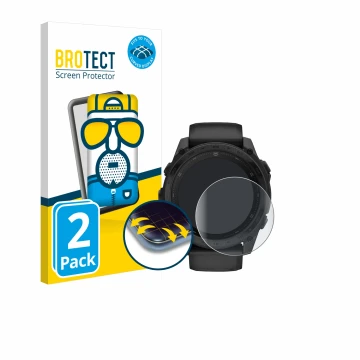 Parte frontale di una confezione del prodotto con il logo del marchio BROTECT. Accanto è raffigurato il dispositivo Garmin Tac