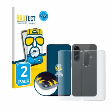 Parte frontale di una confezione del prodotto con il logo del marchio BROTECT. Accanto è raffigurato il dispositivo Samsung Ga