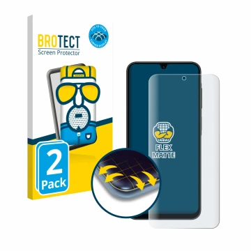 Parte frontale di una confezione del prodotto con il logo del marchio BROTECT. Accanto è raffigurato il dispositivo Samsung Ga