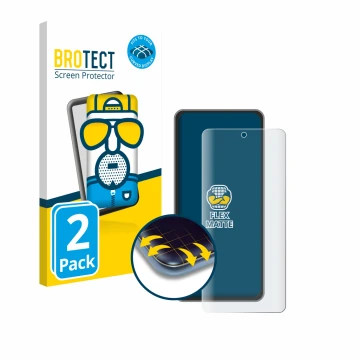 Parte frontale di una confezione del prodotto con il logo del marchio BROTECT. Accanto è raffigurato il dispositivo realme GT 