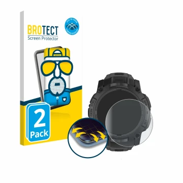 Parte frontale di una confezione del prodotto con il logo del marchio BROTECT. Accanto è raffigurato il dispositivo Garmin Ins