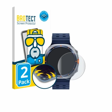 Parte frontale di una confezione del prodotto con il logo del marchio BROTECT. Accanto è raffigurato il dispositivo Samsung Ga