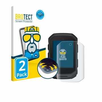Parte frontale di una confezione del prodotto con il logo del marchio BROTECT. Accanto è raffigurato il dispositivo Garmin Edg