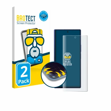 Parte frontale di una confezione del prodotto con il logo del marchio BROTECT. Accanto è raffigurato il dispositivo Samsung Ga