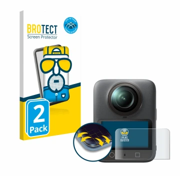Parte frontale di una confezione del prodotto con il logo del marchio BROTECT. Accanto è raffigurato il dispositivo DJI Osmo 3