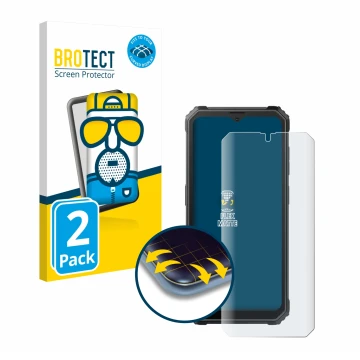 Parte frontale di una confezione del prodotto con il logo del marchio BROTECT. Accanto è raffigurato il dispositivo Blackview 