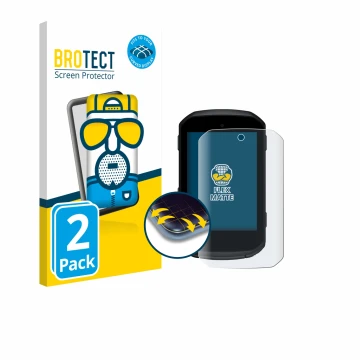 Parte frontale di una confezione del prodotto con il logo del marchio BROTECT. Accanto è raffigurato il dispositivo Garmin Edg