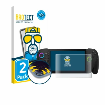 Parte frontale di una confezione del prodotto con il logo del marchio BROTECT. Accanto è raffigurato il dispositivo ASUS ROG X