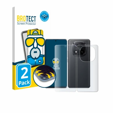 Parte frontale di una confezione del prodotto con il logo del marchio BROTECT. Accanto è raffigurato il dispositivo Xiaomi Red