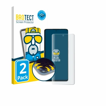 Parte frontale di una confezione del prodotto con il logo del marchio BROTECT. Accanto è raffigurato il dispositivo Xiaomi Red