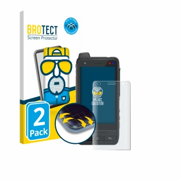 Parte frontale di una confezione del prodotto con il logo del marchio BROTECT. Accanto è raffigurato il dispositivo Uniwa F400