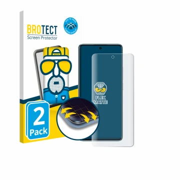 Parte frontale di una confezione del prodotto con il logo del marchio BROTECT. Accanto è raffigurato il dispositivo Xiaomi Red